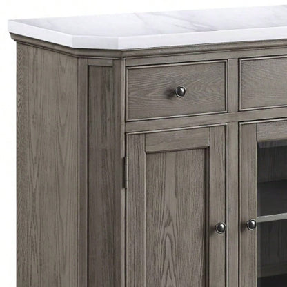 Zumala Marble Top Weathered Oak Server