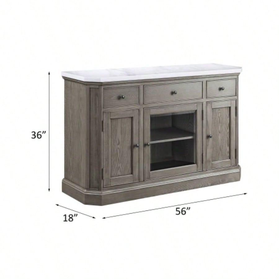 Zumala Marble Top Weathered Oak Server