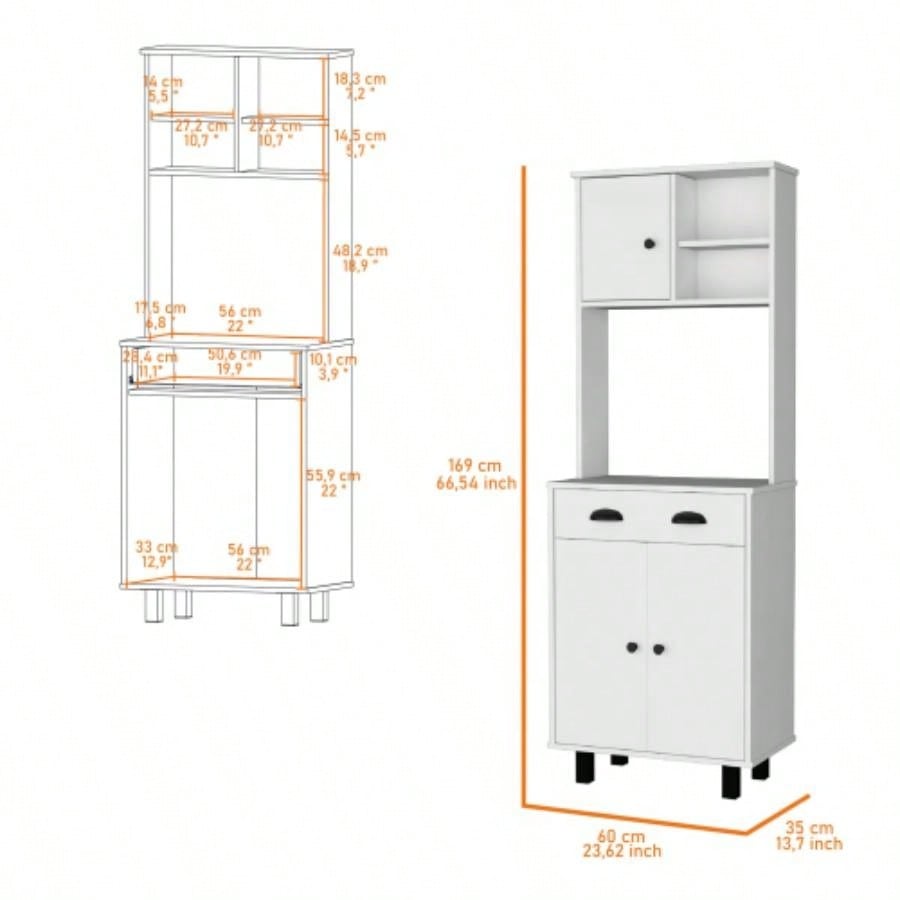 White 1 - Drawer Kitchen Pantry