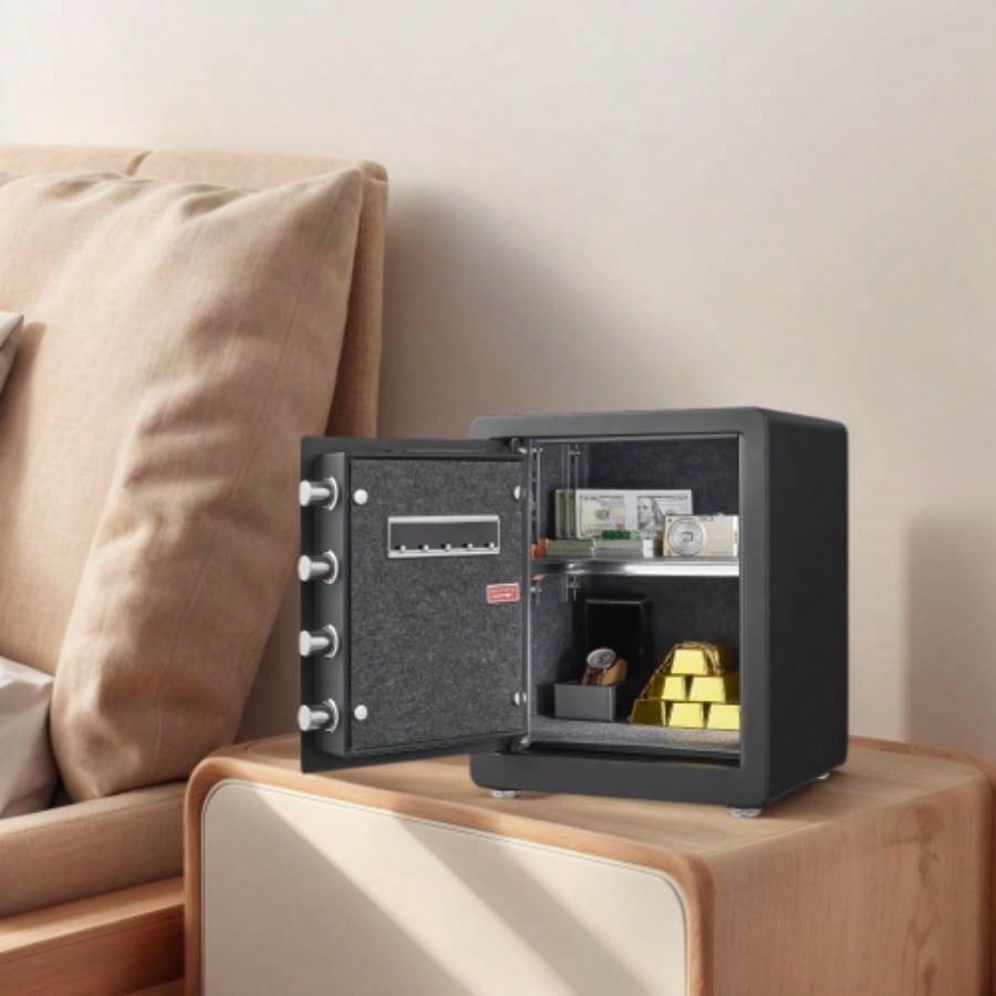 1.52 Cuft Safe Box, Solid Alloy Steel Office Hotel Home Safe, Security Digital Safes Box with Electronic Keypad, Spare Key, Alert, Mute Mode, Anti - Theft Safe Document Money Valuable