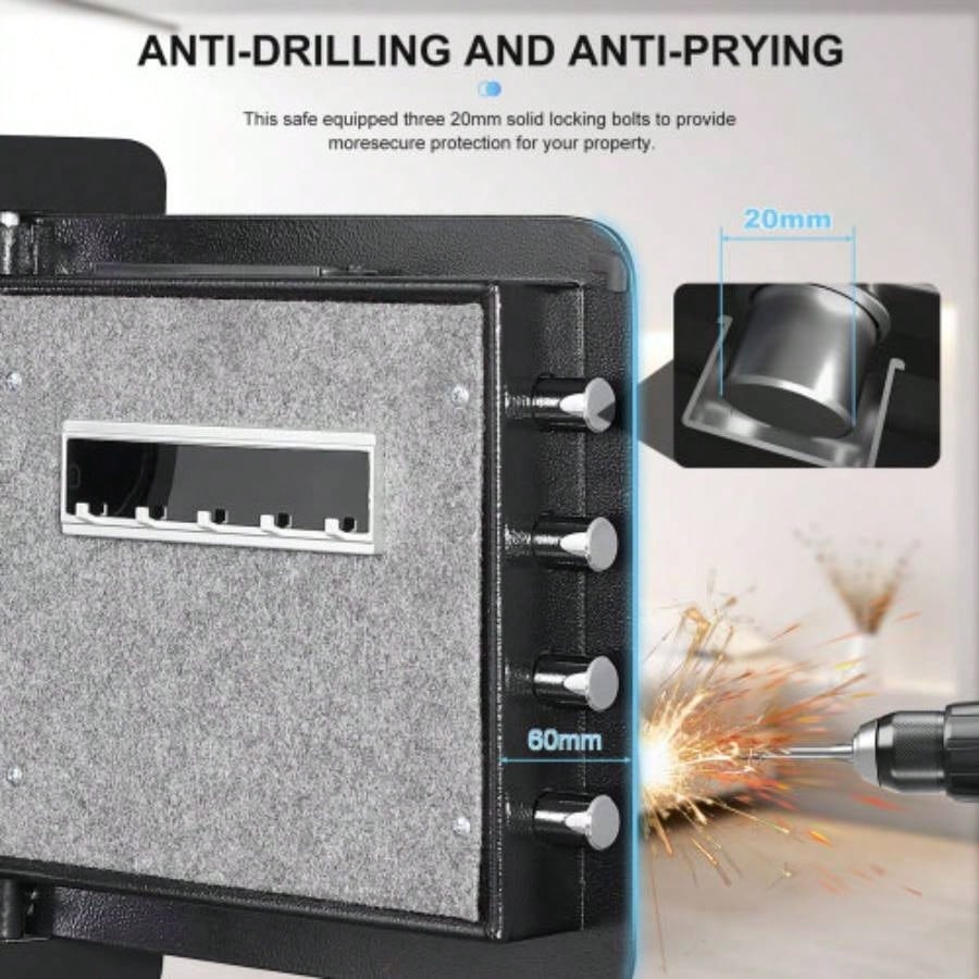 1.52 Cuft Safe Box, Solid Alloy Steel Office Hotel Home Safe, Security Digital Safes Box with Electronic Keypad, Spare Key, Alert, Mute Mode, Anti - Theft Safe Document Money Valuable