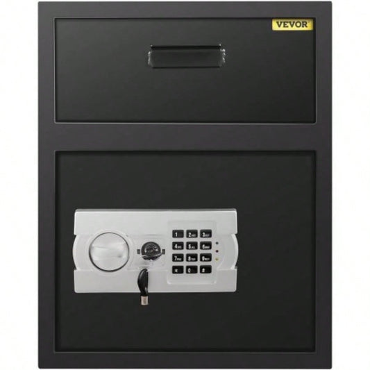 Digital Depository Safe 1. Cubic Feet Made of Carbon Steel Electronic Code Lock Depository Safe with Deposit Slot with Two Emergency Keys Depository Box Home Hotel Restaurant and Office