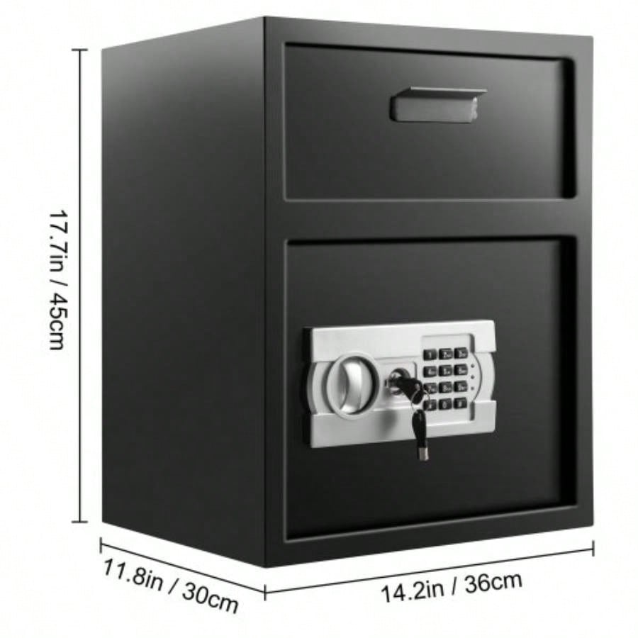 Digital Depository Safe 1. Cubic Feet Made of Carbon Steel Electronic Code Lock Depository Safe with Deposit Slot with Two Emergency Keys Depository Box Home Hotel Restaurant and Office