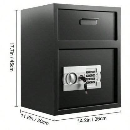 Digital Depository Safe 1. Cubic Feet Made of Carbon Steel Electronic Code Lock Depository Safe with Deposit Slot with Two Emergency Keys Depository Box Home Hotel Restaurant and Office