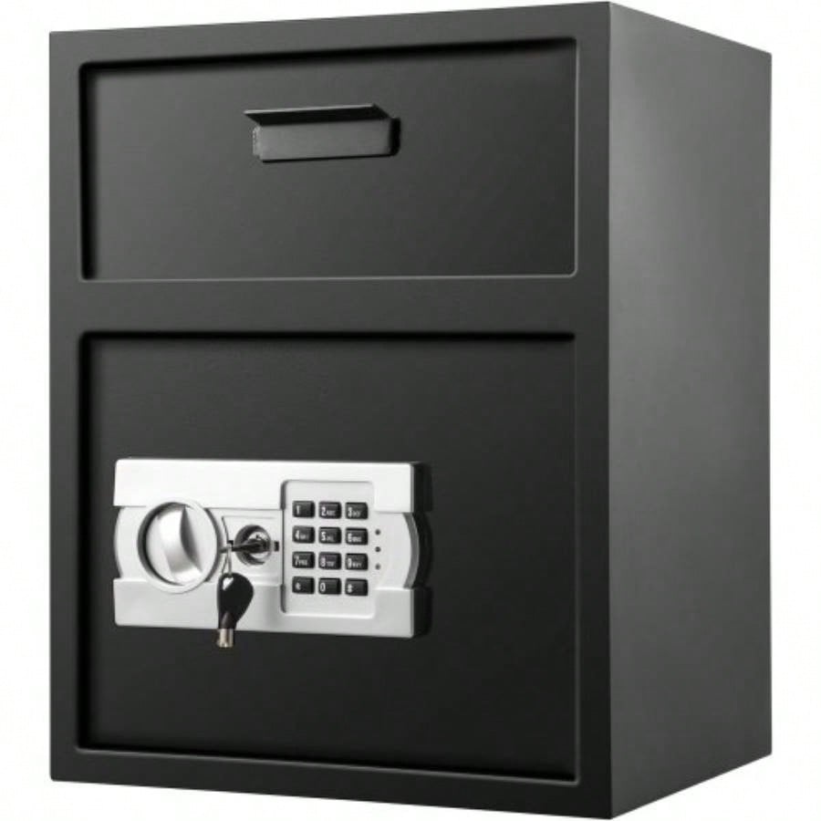 Digital Depository Safe 1. Cubic Feet Made of Carbon Steel Electronic Code Lock Depository Safe with Deposit Slot with Two Emergency Keys Depository Box Home Hotel Restaurant and Office
