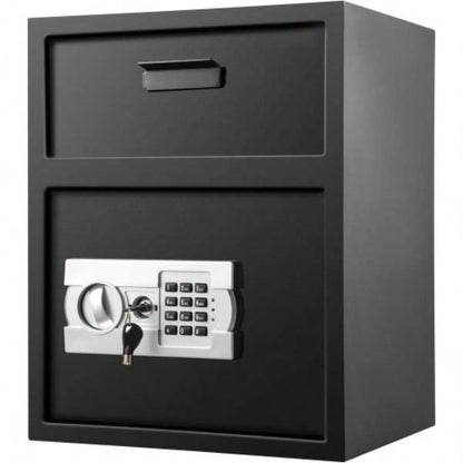 Digital Depository Safe 1. Cubic Feet Made of Carbon Steel Electronic Code Lock Depository Safe with Deposit Slot with Two Emergency Keys Depository Box Home Hotel Restaurant and Office