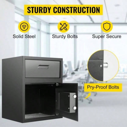 Digital Depository Safe 1. Cubic Feet Made of Carbon Steel Electronic Code Lock Depository Safe with Deposit Slot with Two Emergency Keys Depository Box Home Hotel Restaurant and Office