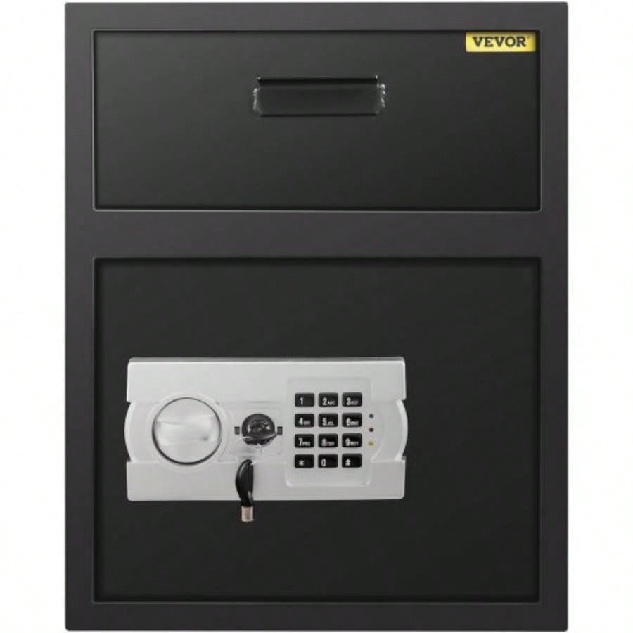 Digital Depository Safe 1. Cubic Feet Made of Carbon Steel Electronic Code Lock Depository Safe with Deposit Slot with Two Emergency Keys Depository Box Home Hotel Restaurant and Office