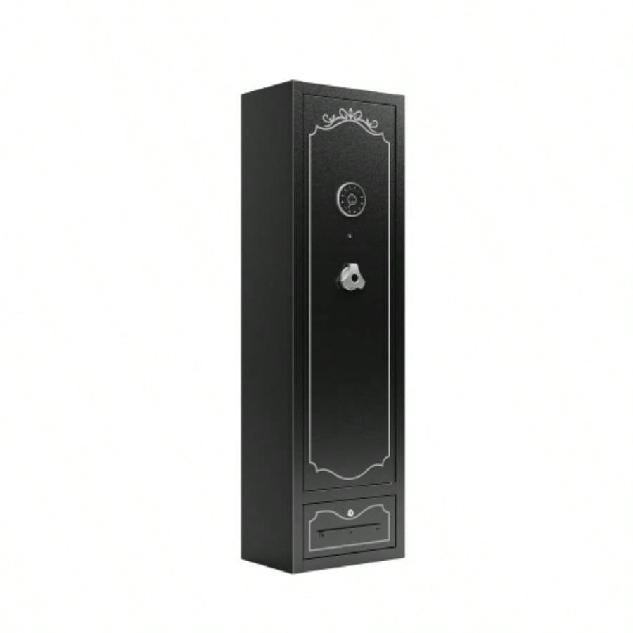 8 - Gun Capacity Rifle Safe. Holds Rifles, Pistols, Shotguns. Digital Lock Quick Access. Removable Shelf. Special Gun Rack Scoped Rifles. Plus, a Handy Storage Drawer