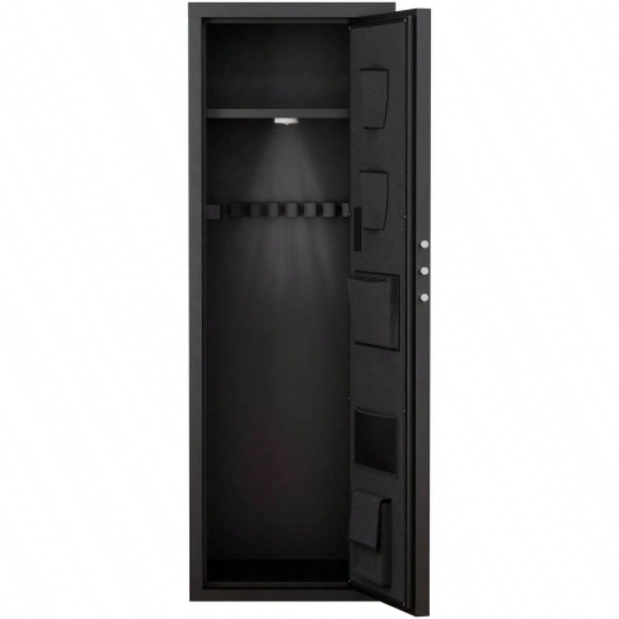 Heavey Duty, Large Size 5 - 8 Gun, Black Gun Cabinet with Electronic Password Keypad Lock, Unassembled Metal Rifle Gun Security Cabinet Safe Locker