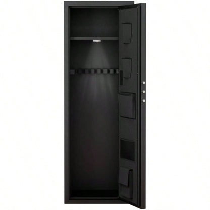 Heavey Duty, Large Size 5 - 8 Gun, Black Gun Cabinet with Electronic Password Keypad Lock, Unassembled Metal Rifle Gun Security Cabinet Safe Locker
