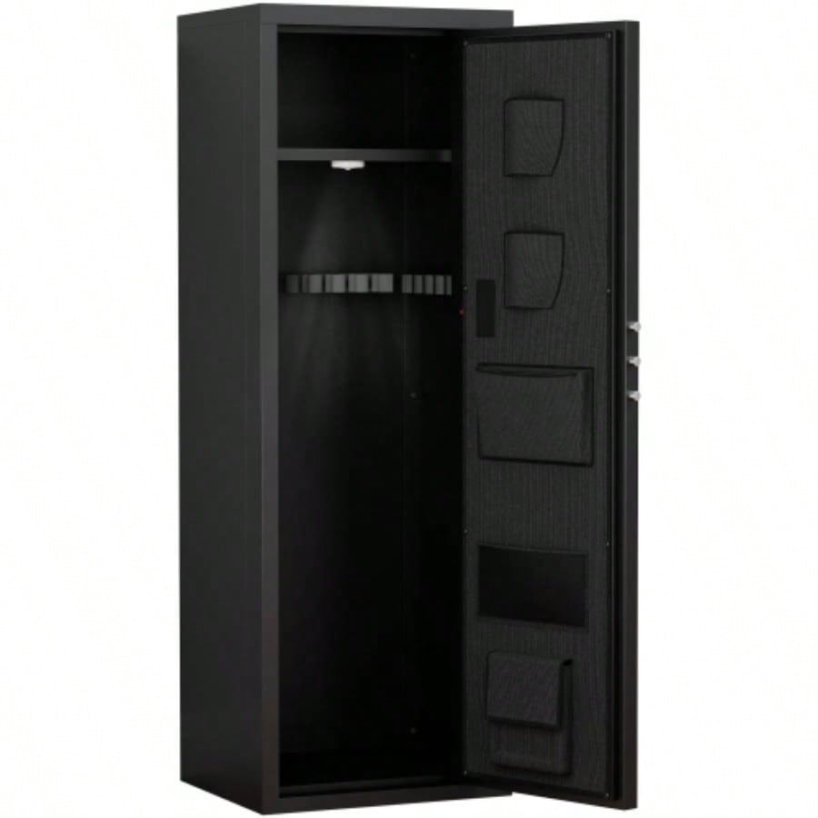 Heavey Duty, Large Size 5 - 8 Gun, Black Gun Cabinet with Electronic Password Keypad Lock, Unassembled Metal Rifle Gun Security Cabinet Safe Locker