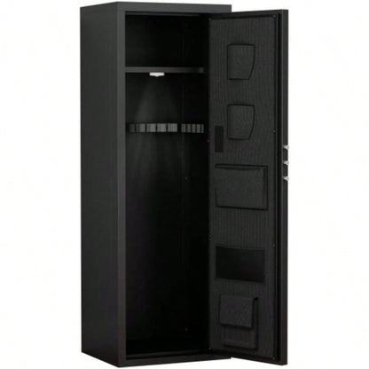 Heavey Duty, Large Size 5 - 8 Gun, Black Gun Cabinet with Electronic Password Keypad Lock, Unassembled Metal Rifle Gun Security Cabinet Safe Locker