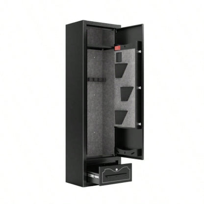 8 - Gun Capacity Rifle Safe. Holds Rifles, Pistols, Shotguns. Digital Lock Quick Access. Removable Shelf. Special Gun Rack Scoped Rifles. Plus, a Handy Storage Drawer