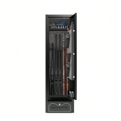 8 - Gun Capacity Rifle Safe. Holds Rifles, Pistols, Shotguns. Digital Lock Quick Access. Removable Shelf. Special Gun Rack Scoped Rifles. Plus, a Handy Storage Drawer