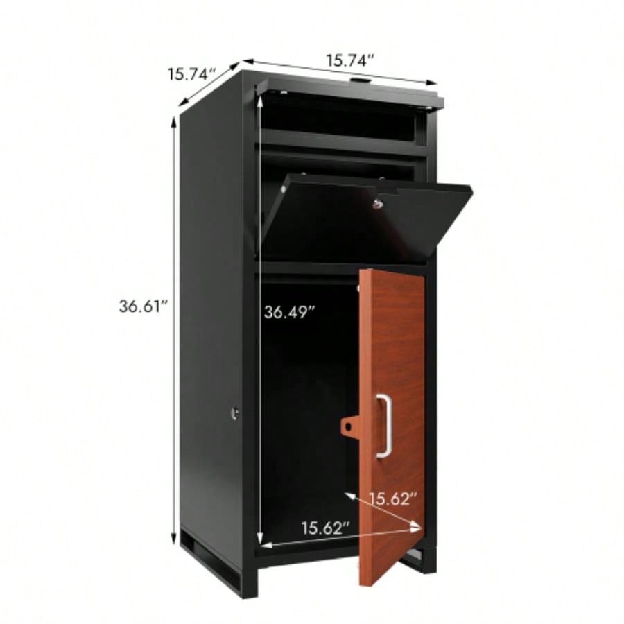 Outdoor Parcel Drop Box, Courier Locker with Mechanical Lock, Floor Standing Parcel Locker, Size 36.6x 15.75x 15.75 Burglar Resistant Stopper, Porch Curbside