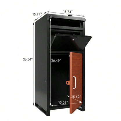 Outdoor Parcel Drop Box, Courier Locker with Mechanical Lock, Floor Standing Parcel Locker, Size 36.6x 15.75x 15.75 Burglar Resistant Stopper, Porch Curbside