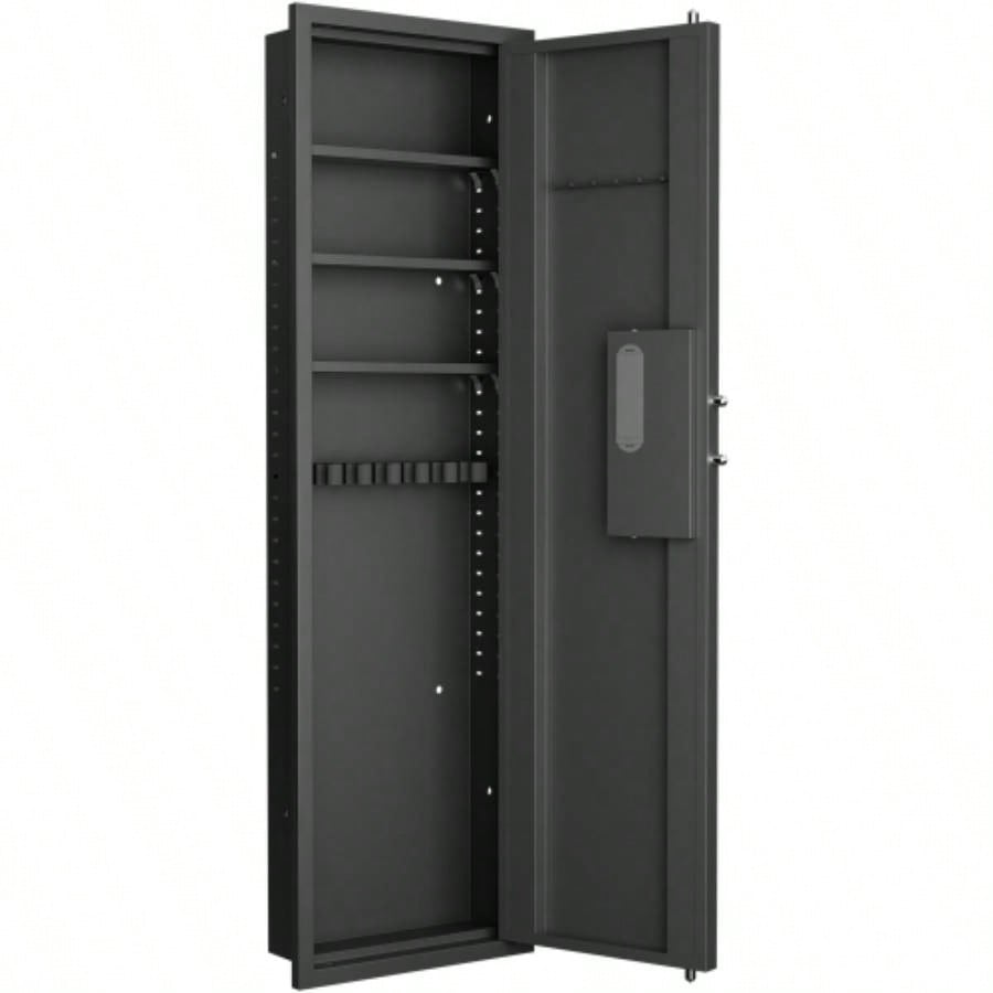 53 Passwod Panel In - Wall Safe, Hidden Wall Gun Safe Rifles with Adjustable Shelves, Assembled Storage Multifunctional Wall Safe and Valuables Black - Digital