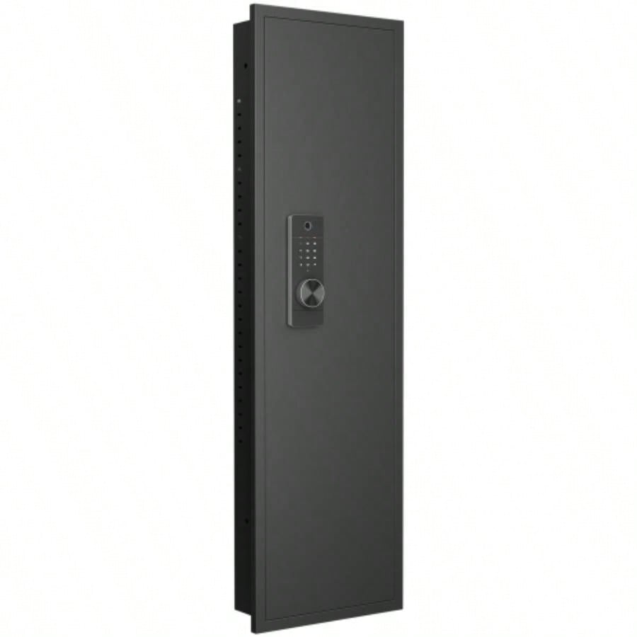 53 Fingerprint Panel In - Wall Safe, Hidden Wall Gun Safe Rifles with Adjustable Shelves, Assembled Storage Multifunctional Wall Safe and Valuables Black - Fingerprint