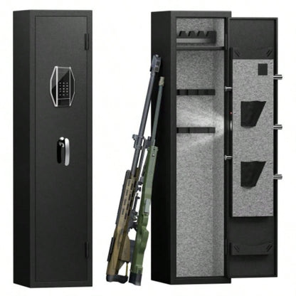 3 - 4 Gun Safe Rifles and Pistols, Quick Access Password Gun Safe, High Security Metal Rifle Safe Locker with Removable Shelf and 2 Adjustable Gun Slots