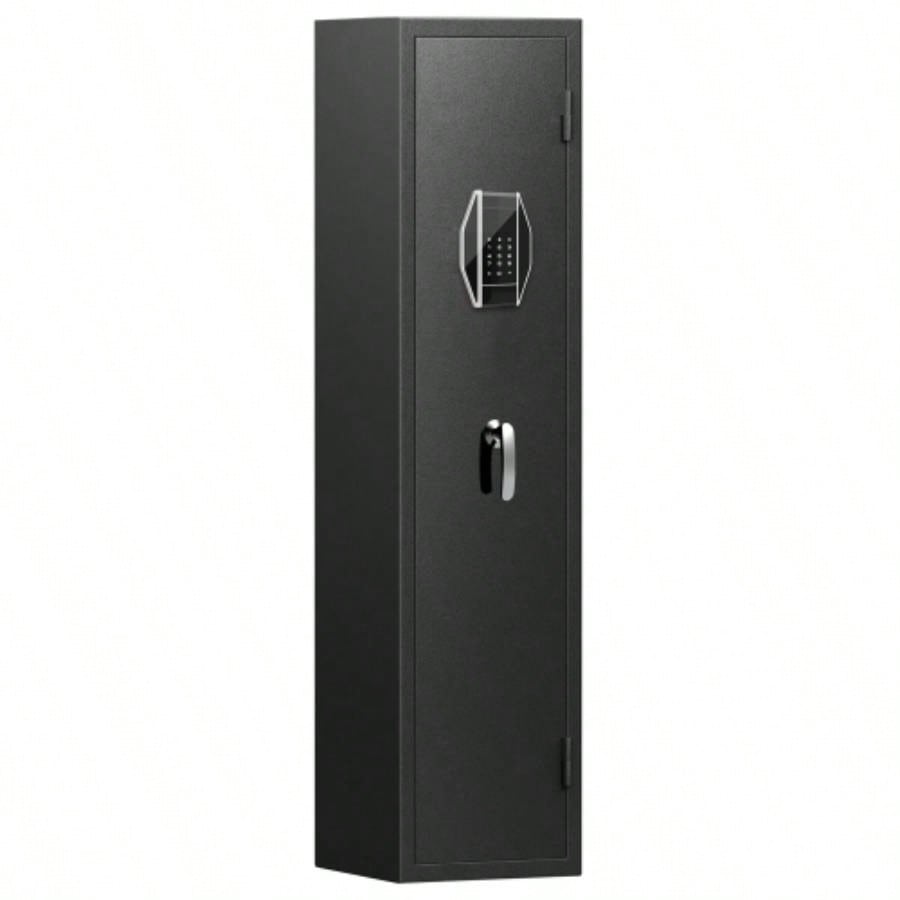 3 - 4 Gun Safe Rifles and Pistols, Quick Access Password Gun Safe, High Security Metal Rifle Safe Locker with Removable Shelf and 2 Adjustable Gun Slots