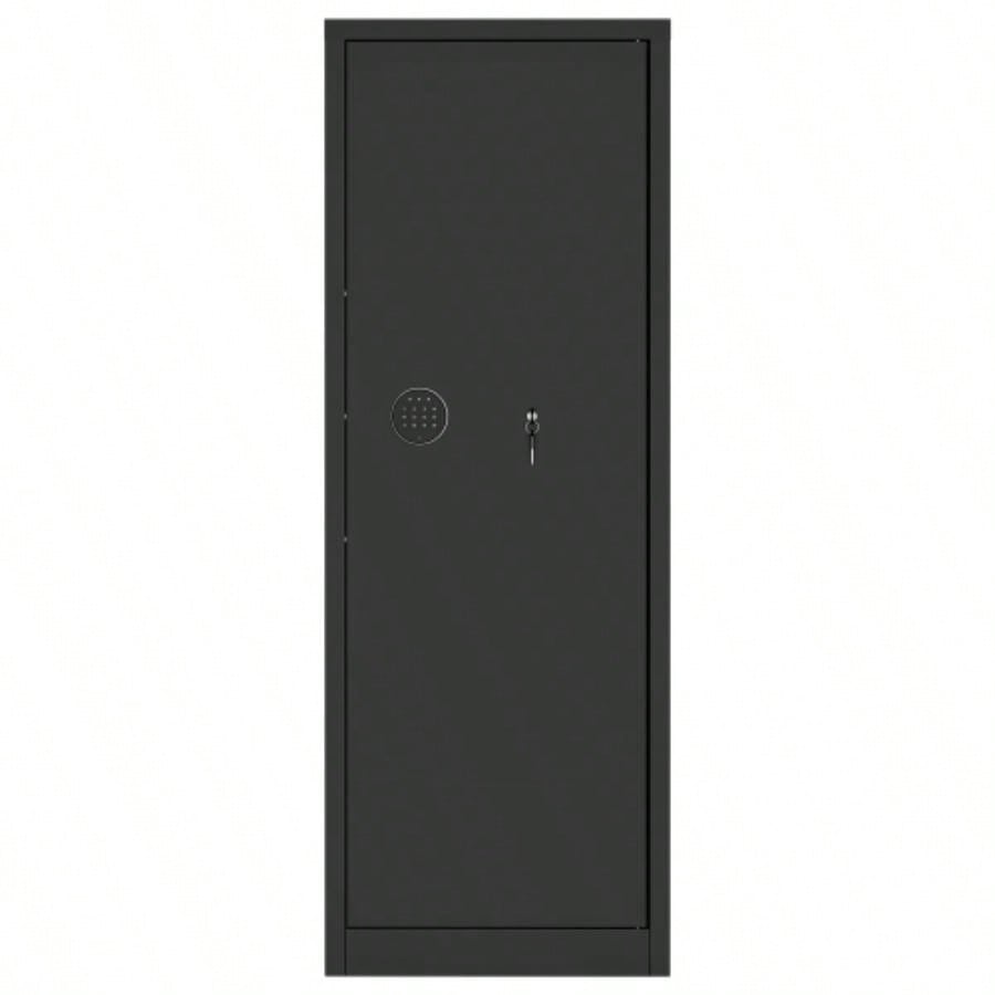 Steel Large Fireproof and Waterproof Gun Safe, Supporting Classified Storage of Multiple Types of Firearms, Equipped with Pistol Pouches, a Programmable Keypad, Dual Backup Keys and a Alarm System.