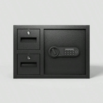 Steel Security Safe and Lock Box with Electronic Keypad - Secure Cash, Jewelry, ID Documents, Black, 1.85 Cubic Feet