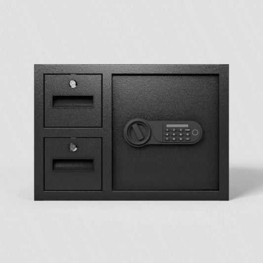 Steel Security Safe and Lock Box with Electronic Keypad - Secure Cash, Jewelry, ID Documents, Black, 1.85 Cubic Feet