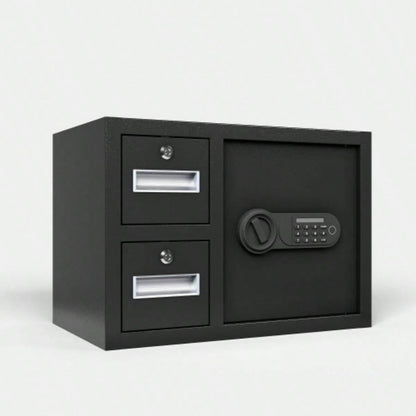 Steel Security Safe and Lock Box with Electronic Keypad - Secure Cash, Jewelry, ID Documents, Black, 1.85 Cubic Feet