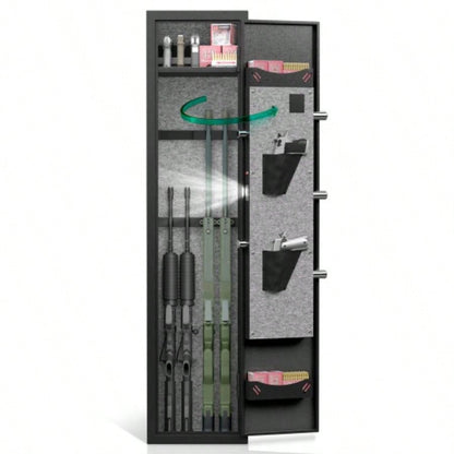 3 - 4 Gun Safe Rifles and Pistols, Quick Access Password Gun Safe, High Security Metal Rifle Safe Locker with Removable Shelf and 2 Adjustable Gun Slots