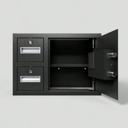 Steel Security Safe and Lock Box with Electronic Keypad - Secure Cash, Jewelry, ID Documents, Black, 1.85 Cubic Feet