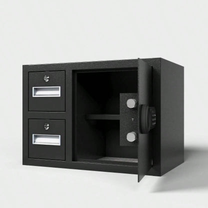 Steel Security Safe and Lock Box with Electronic Keypad - Secure Cash, Jewelry, ID Documents, Black, 1.85 Cubic Feet