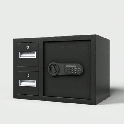 Steel Security Safe and Lock Box with Electronic Keypad - Secure Cash, Jewelry, ID Documents, Black, 1.85 Cubic Feet