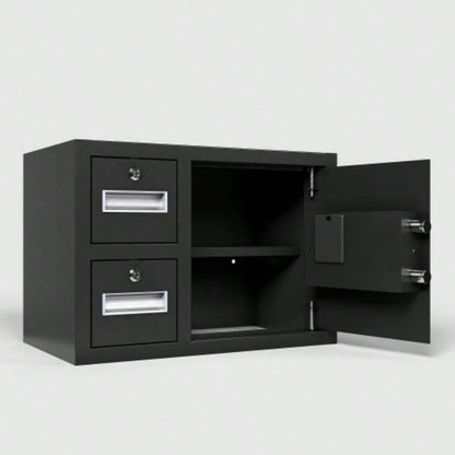 Steel Security Safe and Lock Box with Electronic Keypad - Secure Cash, Jewelry, ID Documents, Black, 1.85 Cubic Feet