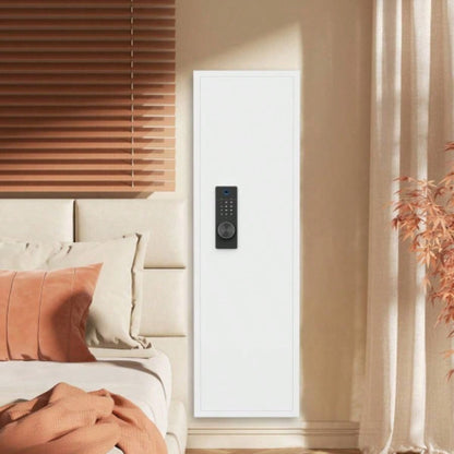 53 Fingerprint Panel In - Wall Safe, Hidden Wall Gun Safe Rifles with Adjustable Shelves, Assembled Storage Multifunctional Wall Safe and Valuables White - Fingerprint