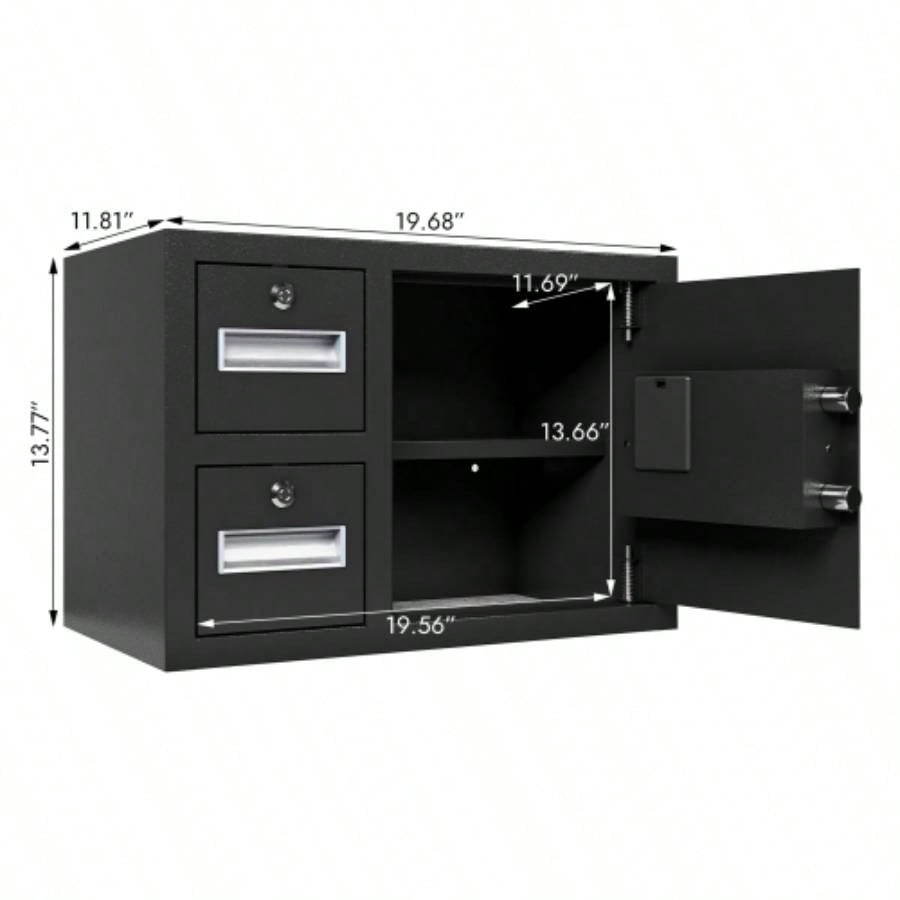 Steel Security Safe and Lock Box with Electronic Keypad - Secure Cash, Jewelry, ID Documents, Black, 1.85 Cubic Feet