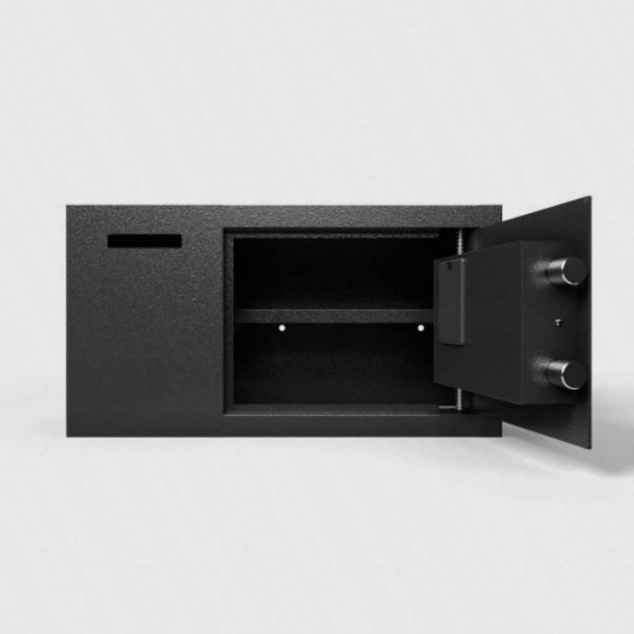 Steel Security Safe and Lock Box with Electronic Keypad - Secure Cash, Jewelry, ID Documents, Black, 1.16 Cubic Feet