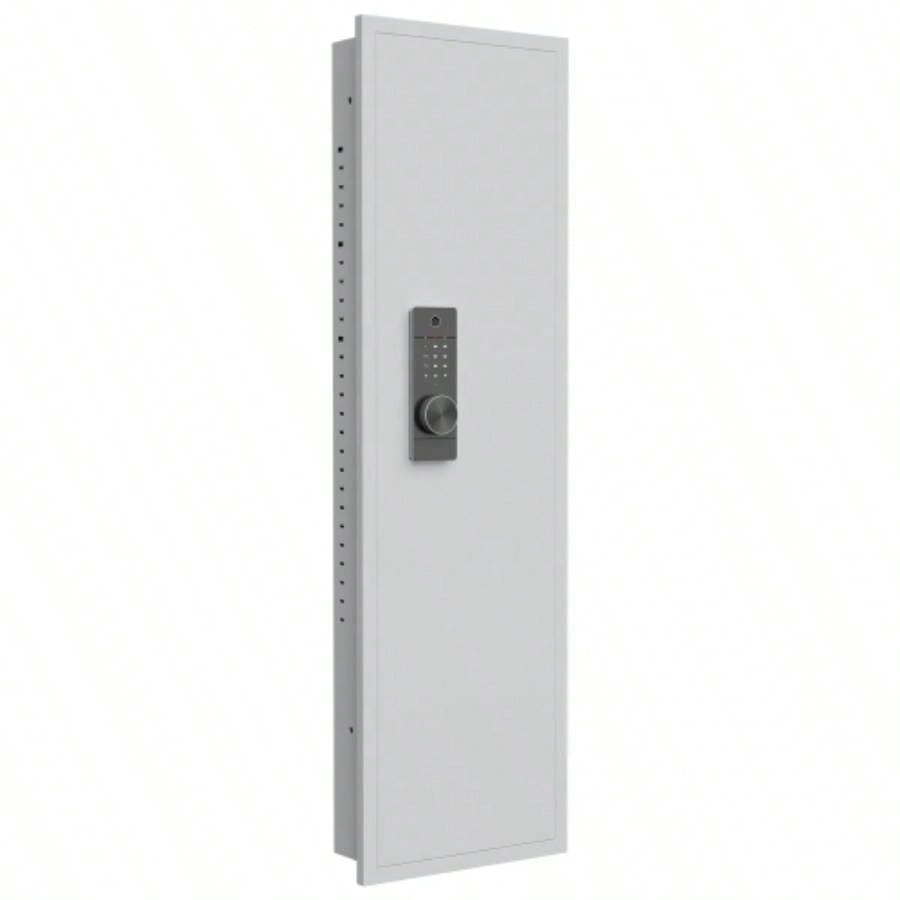 53 Fingerprint Panel In - Wall Safe, Hidden Wall Gun Safe Rifles with Adjustable Shelves, Assembled Storage Multifunctional Wall Safe and Valuables White - Fingerprint