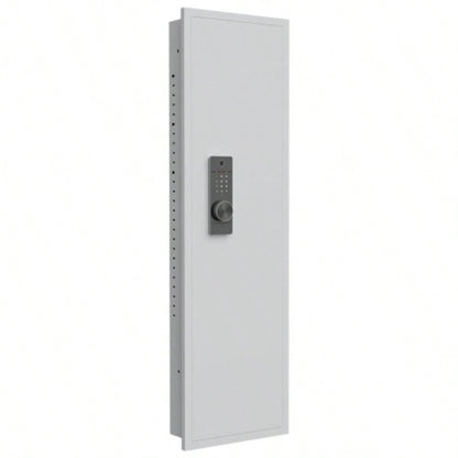53 Fingerprint Panel In - Wall Safe, Hidden Wall Gun Safe Rifles with Adjustable Shelves, Assembled Storage Multifunctional Wall Safe and Valuables White - Fingerprint