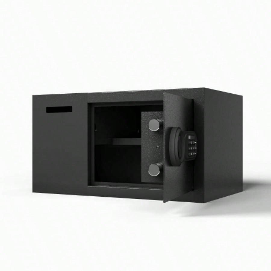 Steel Security Safe and Lock Box with Electronic Keypad - Secure Cash, Jewelry, ID Documents, Black, 1.16 Cubic Feet