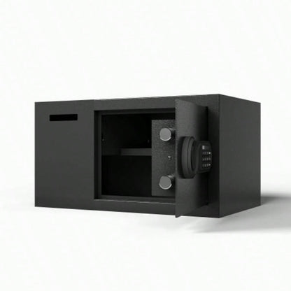 Steel Security Safe and Lock Box with Electronic Keypad - Secure Cash, Jewelry, ID Documents, Black, 1.16 Cubic Feet