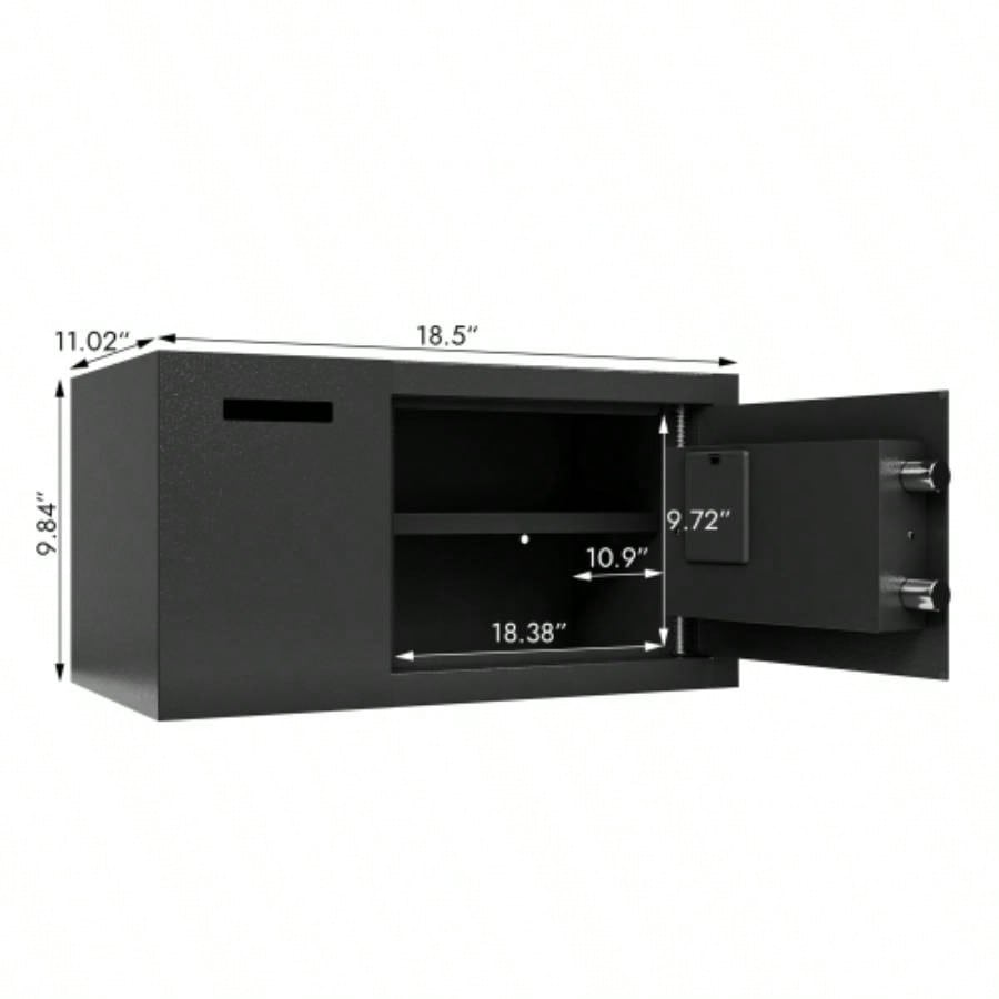 Steel Security Safe and Lock Box with Electronic Keypad - Secure Cash, Jewelry, ID Documents, Black, 1.16 Cubic Feet