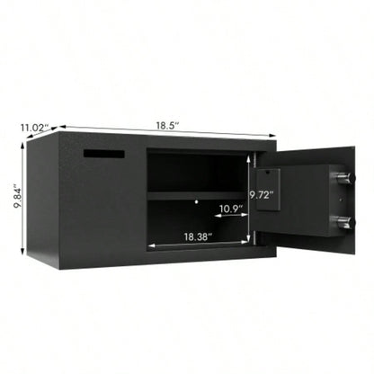 Steel Security Safe and Lock Box with Electronic Keypad - Secure Cash, Jewelry, ID Documents, Black, 1.16 Cubic Feet
