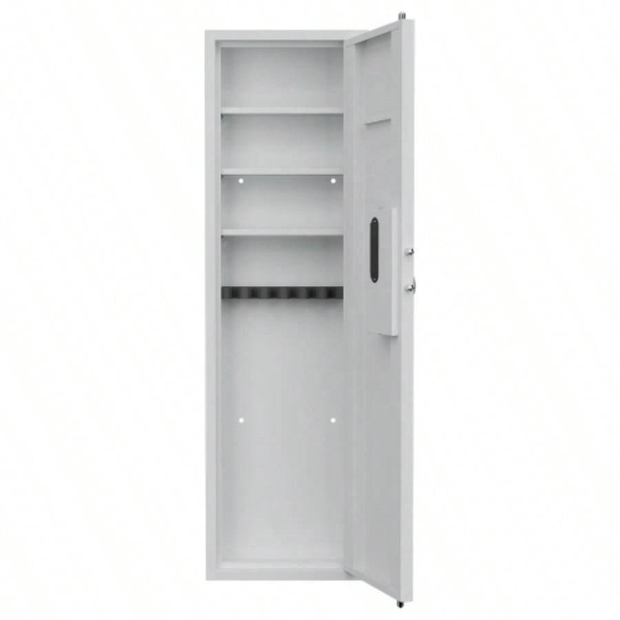 53 Fingerprint Panel In - Wall Safe, Hidden Wall Gun Safe Rifles with Adjustable Shelves, Assembled Storage Multifunctional Wall Safe and Valuables White - Fingerprint
