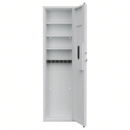53 Fingerprint Panel In - Wall Safe, Hidden Wall Gun Safe Rifles with Adjustable Shelves, Assembled Storage Multifunctional Wall Safe and Valuables White - Fingerprint
