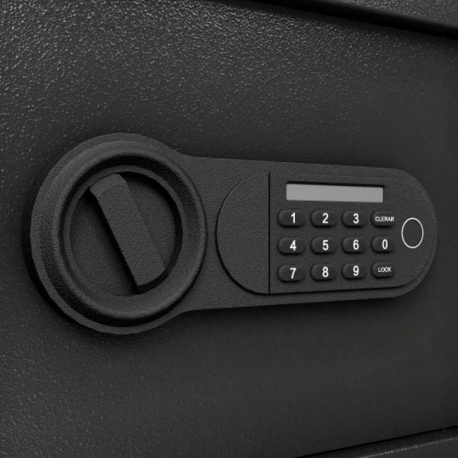 Steel Security Safe and Lock Box with Electronic Keypad - Secure Cash, Jewelry, ID Documents, Black, 1.16 Cubic Feet