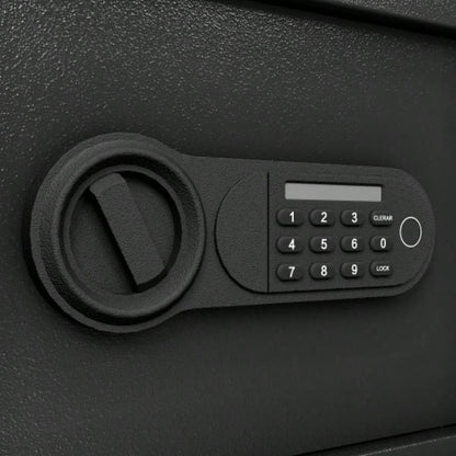 Steel Security Safe and Lock Box with Electronic Keypad - Secure Cash, Jewelry, ID Documents, Black, 1.16 Cubic Feet