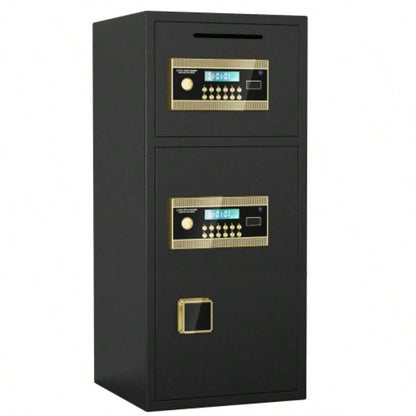 Large Double - door Coin - operated Safe, Digital Security Safe with Fireproof and Waterproof Bag, 0 Cubic Feet Safe Box with Hidden Code Function Home, Office and Hotel