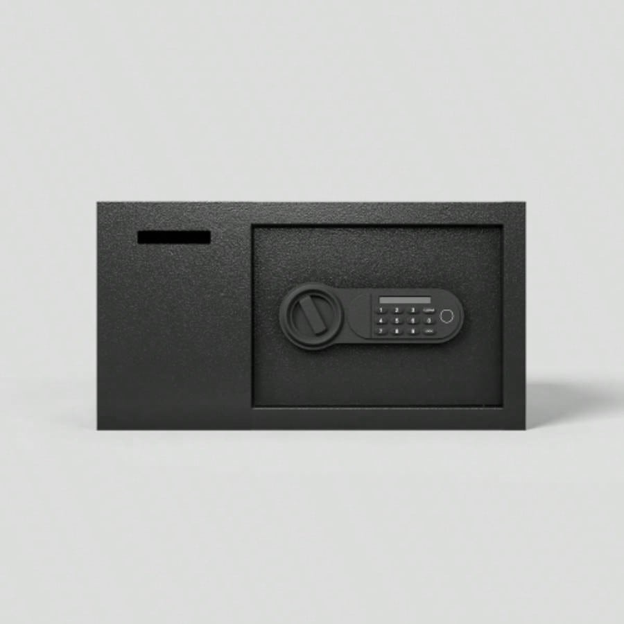 Steel Security Safe and Lock Box with Electronic Keypad - Secure Cash, Jewelry, ID Documents, Black, 1.16 Cubic Feet