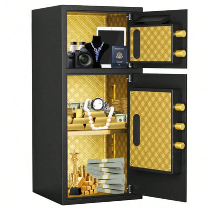 Large Double - door Coin - operated Safe, Digital Security Safe with Fireproof and Waterproof Bag, 0 Cubic Feet Safe Box with Hidden Code Function Home, Office and Hotel